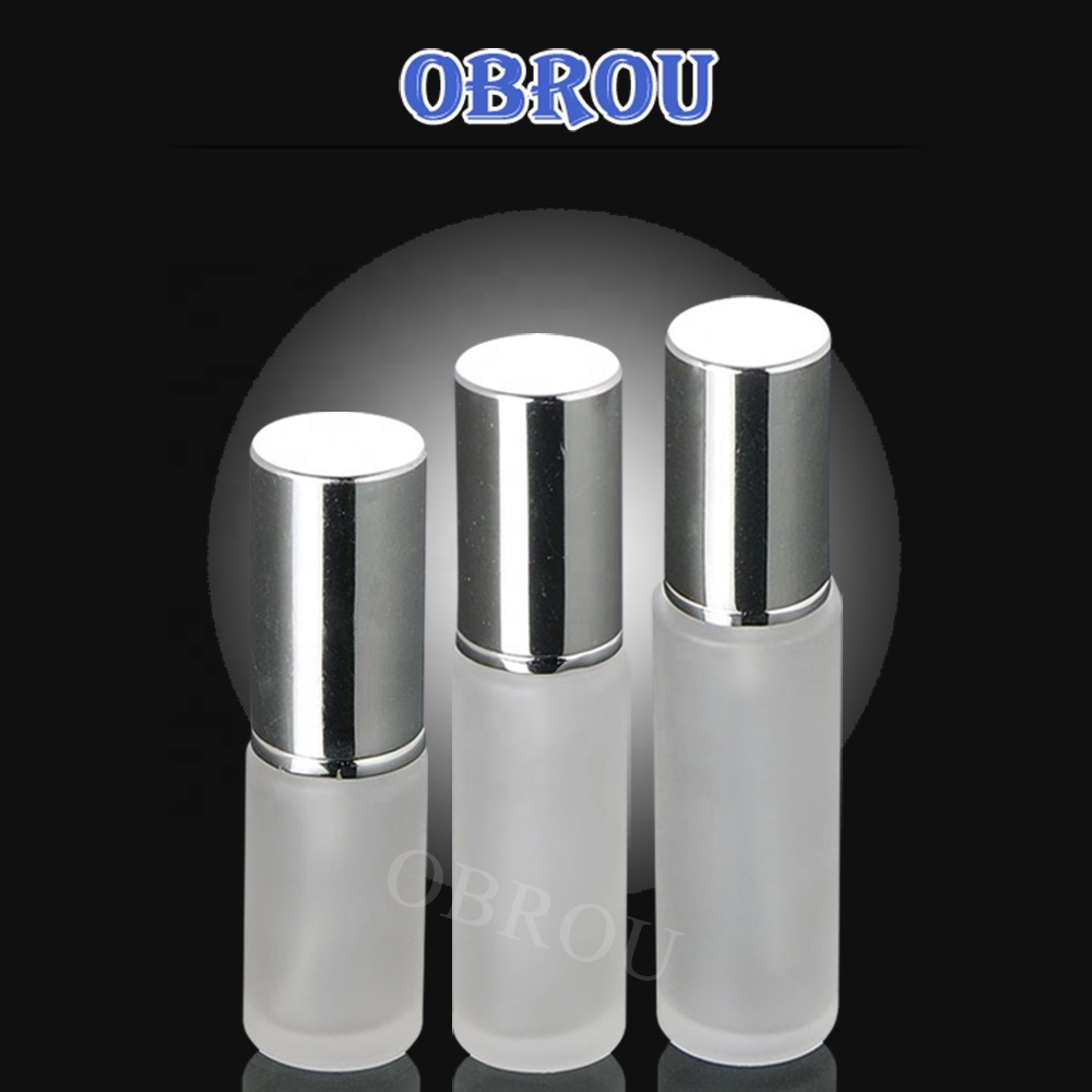 Factory custom unique clear frosted empty cylinder cosmetic glass dropper bottle for essential oil hair oil serum