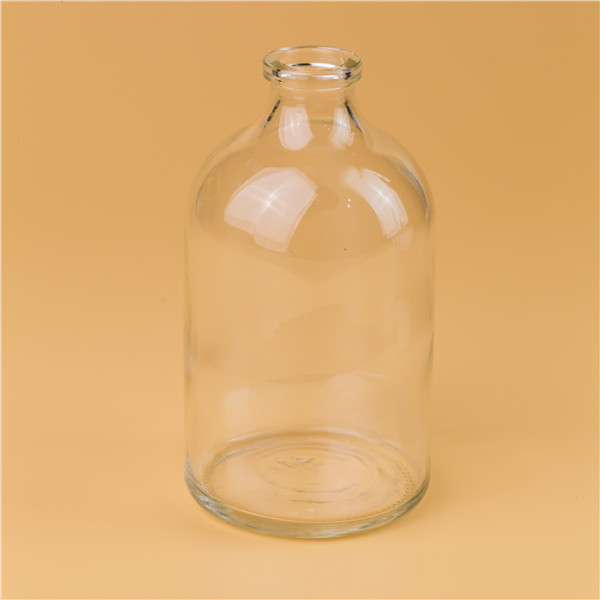 Factory direct 20mm neck 100ml clear moulded glass vial for antibiotics 100ml transparent injection glass bottle container