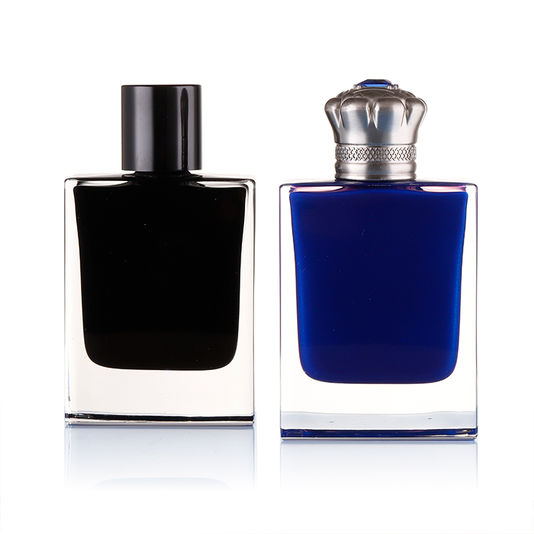 Factory direct 50ml perfume spray 50ml with cap Black square glass bottle