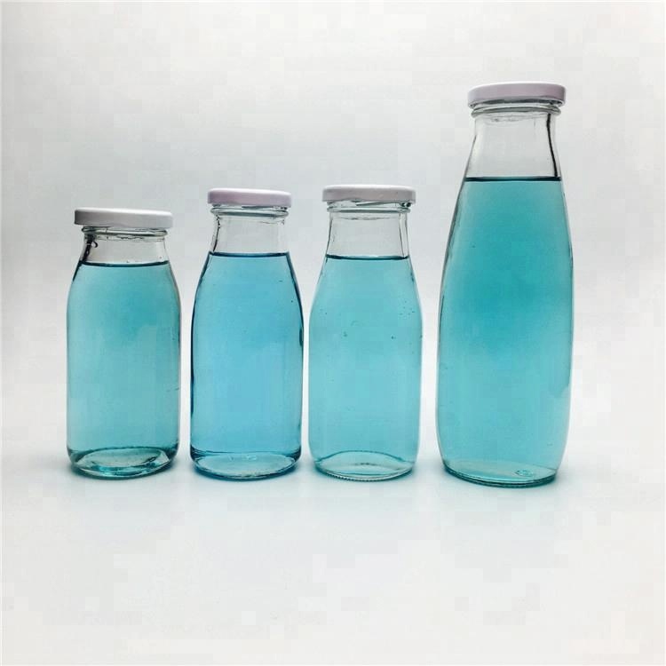 Factory direct classic 200ml 250ml 500ml 1 liter empty glass milk bottle with metal lid