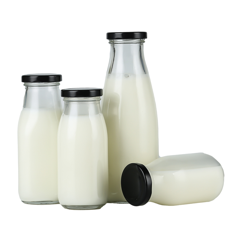 Factory direct classic 200ml 250ml 500ml 1 liter empty glass milk bottle with metal lid
