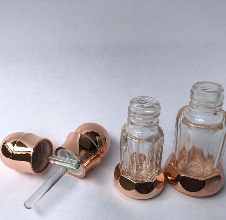 Factory direct clear octagonal empty attar glass perfume bottle essential oil bottle with glass sticker 3ml 6ml 12ml wholesale