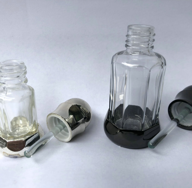 Factory direct clear octagonal empty attar glass perfume bottle essential oil bottle with glass sticker 3ml 6ml 12ml wholesale