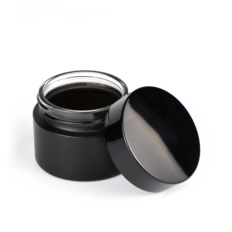 Factory direct customized glass jar 15ml 30ml 50ml 2oz cosmetic round matt black glass face cream jar with screw lid