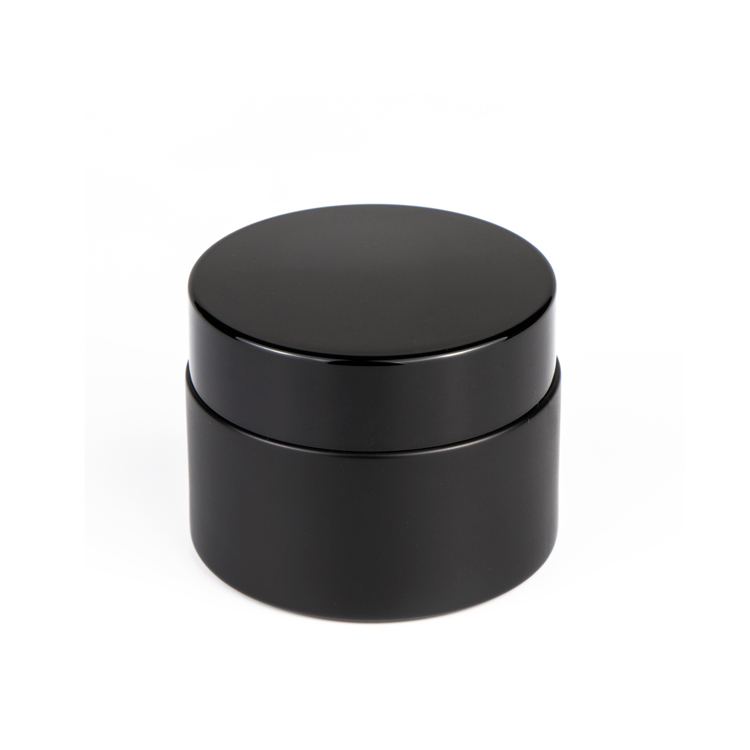 Factory direct customized glass jar 15ml 30ml 50ml 2oz cosmetic round matt black glass face cream jar with screw lid