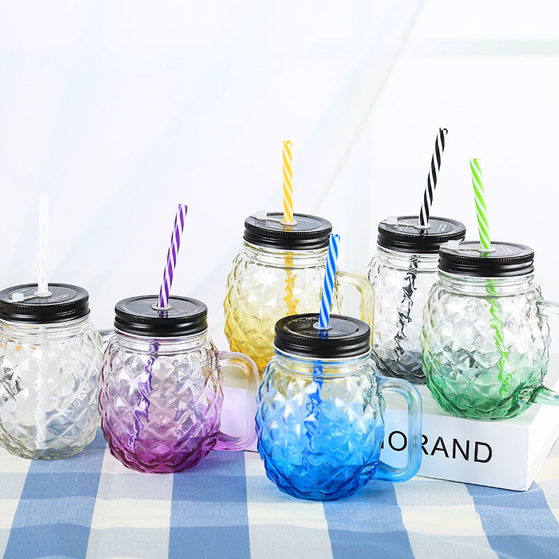 Factory direct gradient color pineapple cup with lid high quality beverage cup