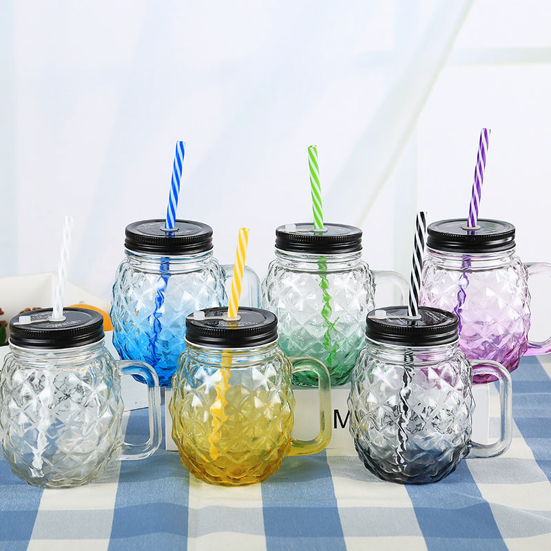 Factory direct gradient color pineapple cup with lid high quality beverage cup