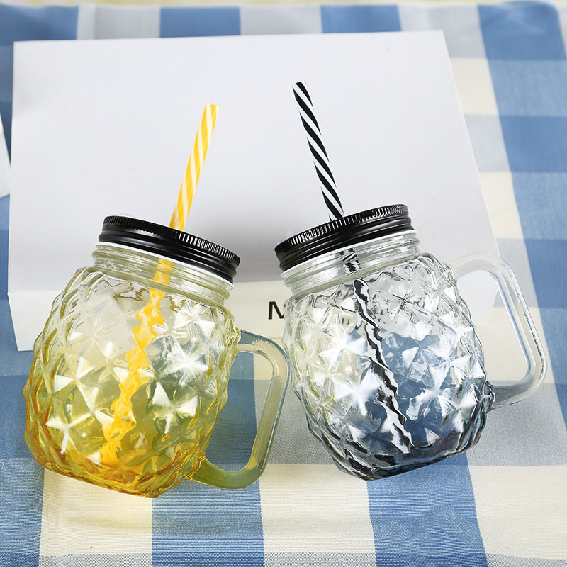 Factory direct gradient color pineapple cup with lid high quality beverage cup
