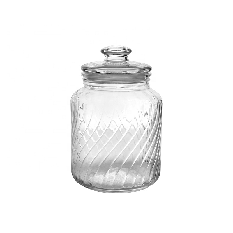 Factory direct in stock multi sizes 500ML 1L 1.5L 2L 3L clear glass storage jar for food with glass lid