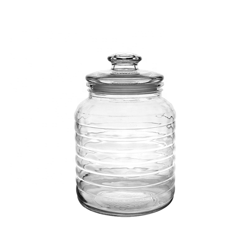 Factory direct in stock multi sizes 500ML 1L 1.5L 2L 3L clear glass storage jar for food with glass lid