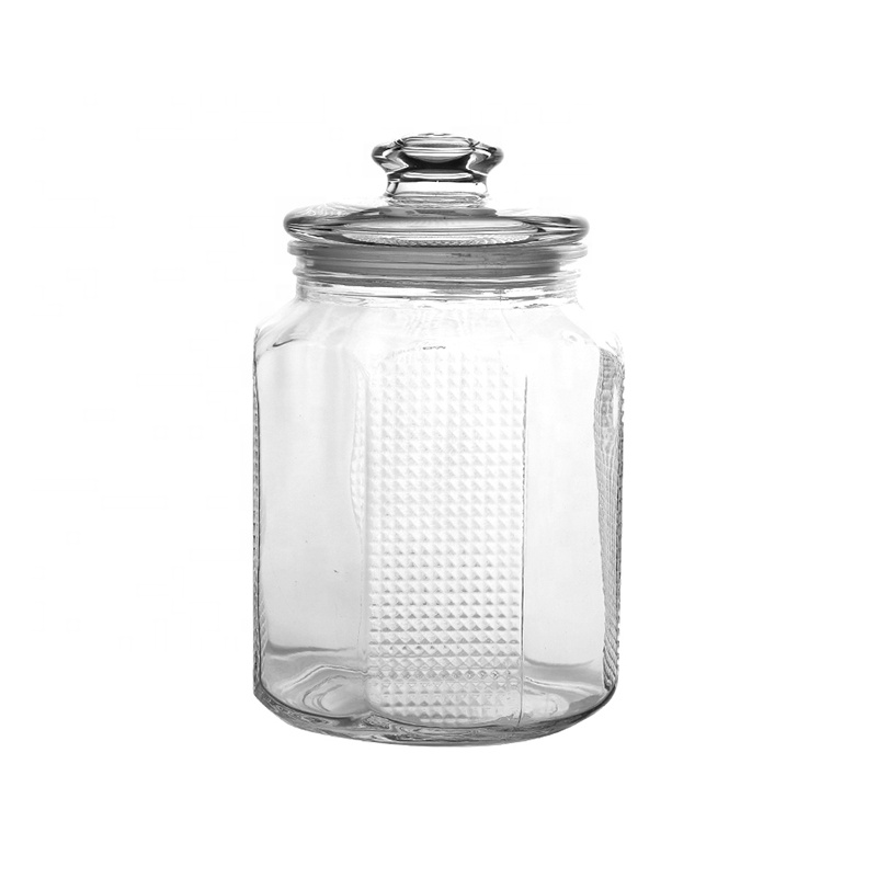 Factory direct in stock multi sizes 500ML 1L 1.5L 2L 3L clear glass storage jar for food with glass lid