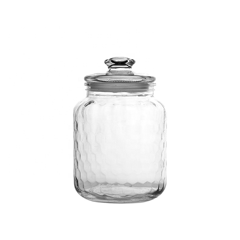 Factory direct in stock multi sizes 500ML 1L 1.5L 2L 3L clear glass storage jar for food with glass lid