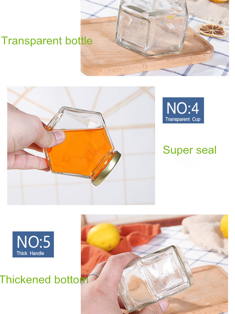 Factory direct sale 100ml hexagon small mini honey glass storage jar