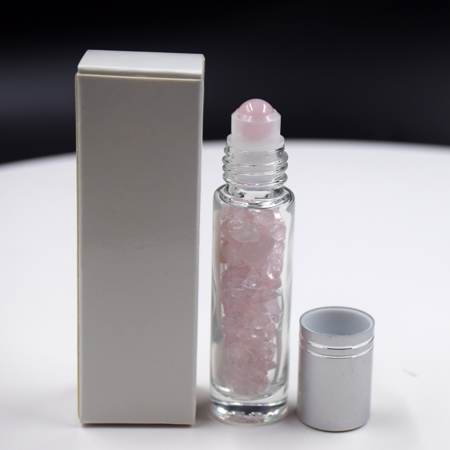 Factory direct sale 10ml essential oil roller bottle 100% natural crystal gemstone roller bottle