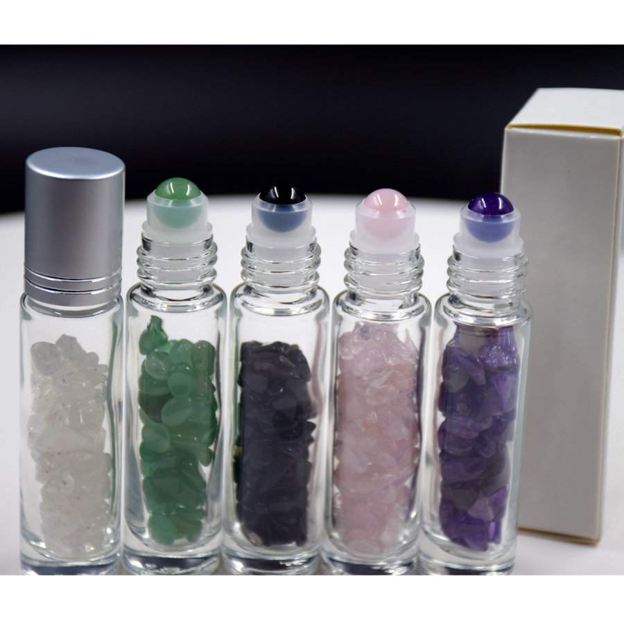 Factory direct sale 10ml essential oil roller bottle 100% natural crystal gemstone roller bottle