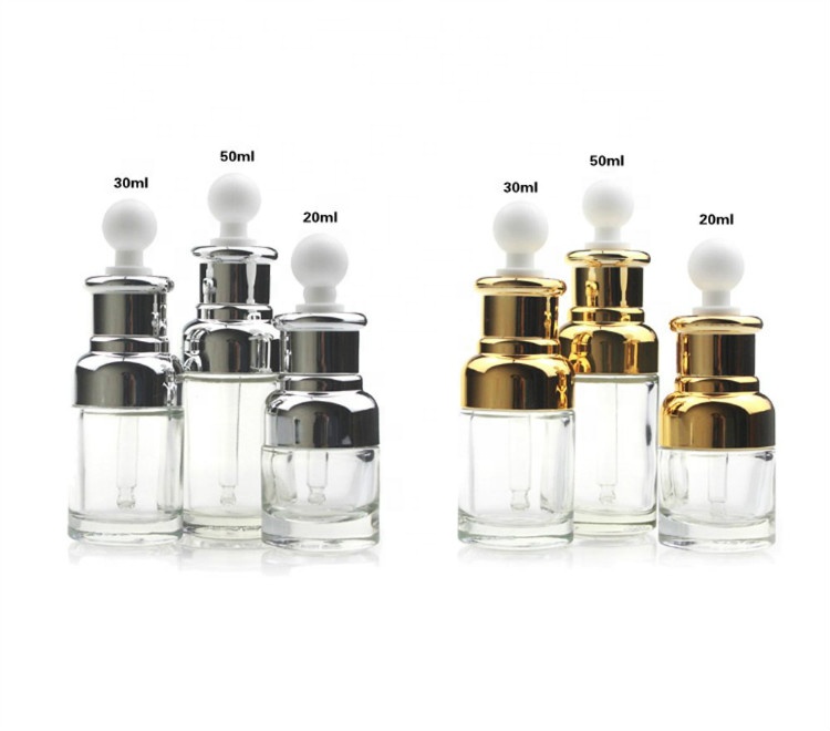 Factory direct sale Clear Glass Dropper essential oil Bottle With Gold Pipette Dropper