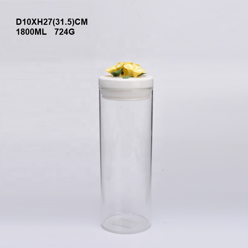 Factory direct sale borosilicate glass food storage jar with wooden lid