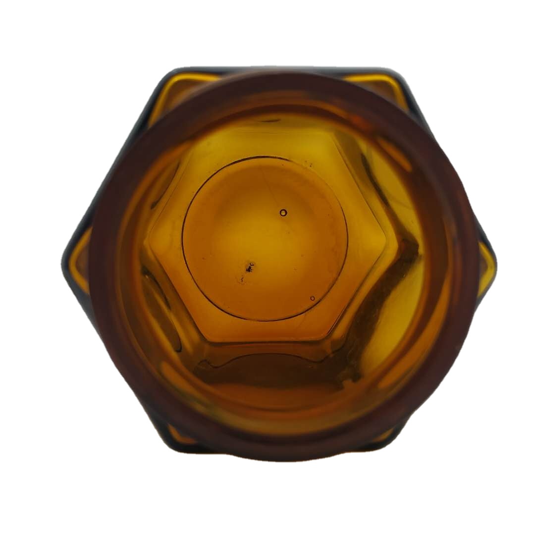 Factory direct sale hexagonal glass honey jar with metal lid 280 ml