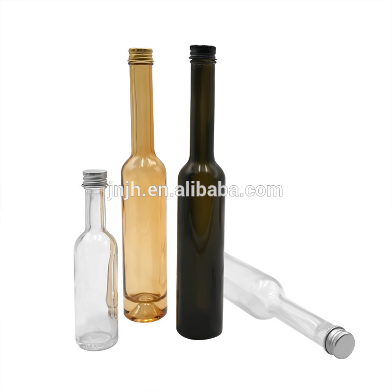 Factory direct sale long neck screw cap transparent glass bottle