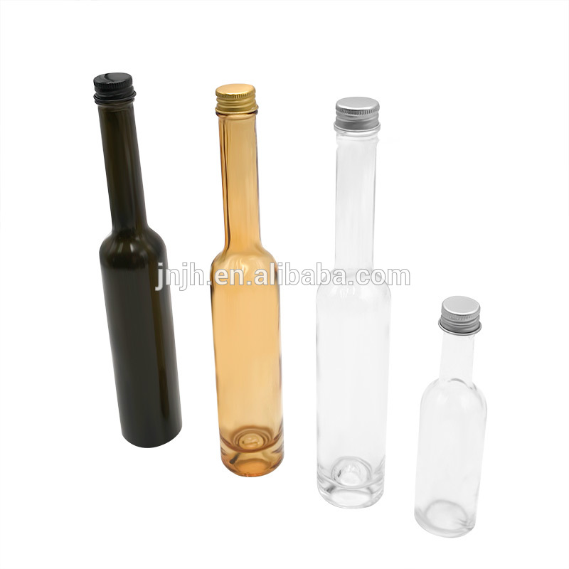 Factory direct sale long neck screw cap transparent glass bottle
