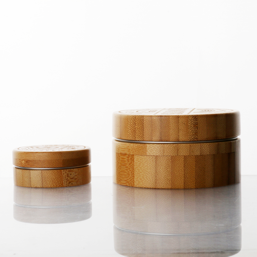 Factory direct sale original ecological bamboo cream jar Aluminum jar with bamboo lids