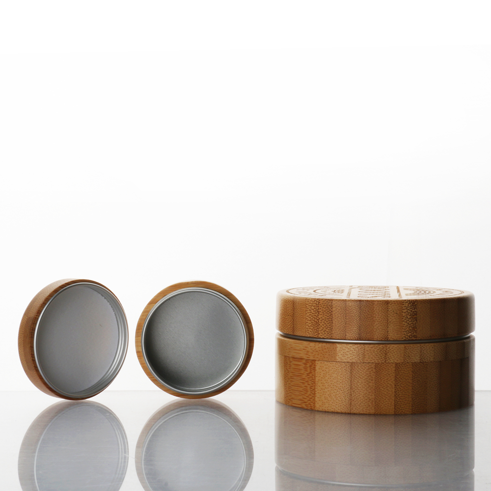Factory direct sale original ecological bamboo cream jar Aluminum jar with bamboo lids