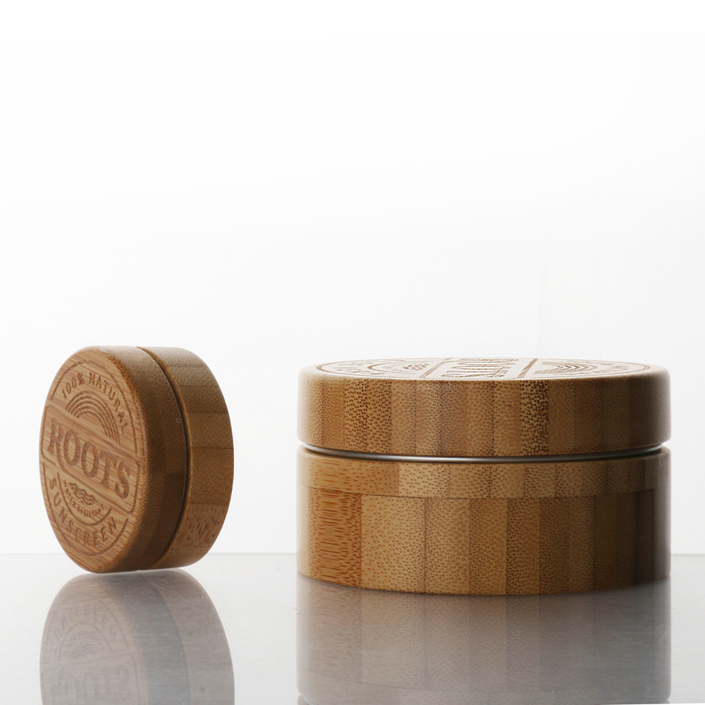 Factory direct sale original ecological bamboo cream jar Aluminum jar with bamboo lids