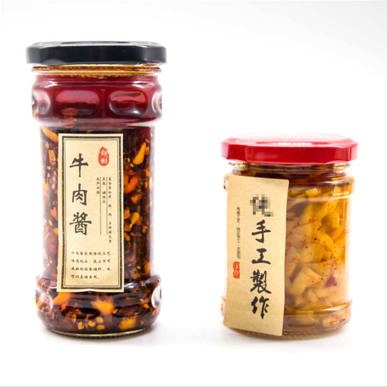 Factory direct sale round glass bottle with cap pickle bottle