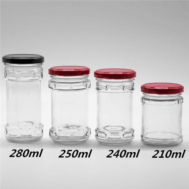 Factory direct sale round glass bottle with cap pickle bottle