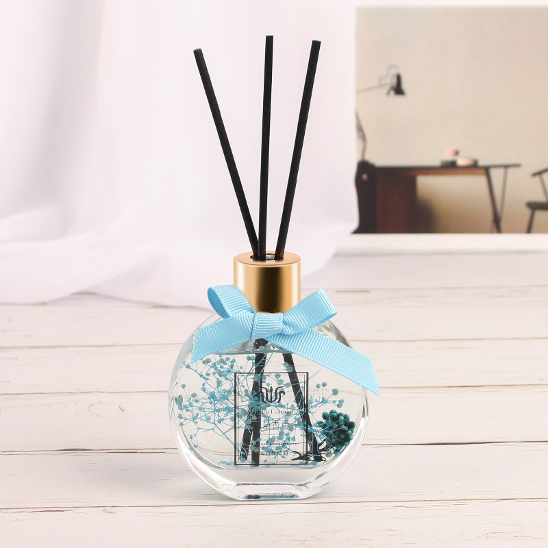 Factory direct sale round glass bottle with lid home empty aroma diffuser bottle