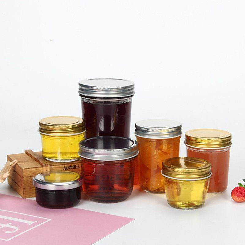Factory direct sale round glass jar with iron lid storage jar glass honey jar