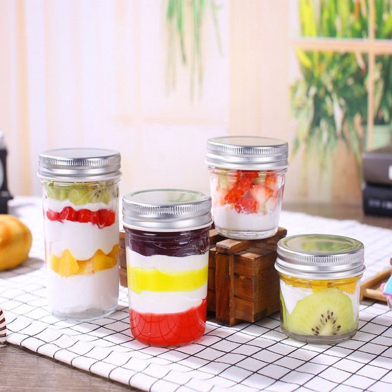 Factory direct sale round glass jar with iron lid storage jar glass honey jar