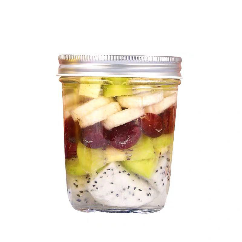 Factory direct sale round glass jar with iron lid storage jar glass honey jar