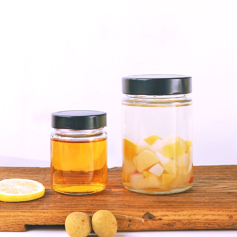 Factory direct sale six-row glass jar with iron lid storage jar glass honey jar