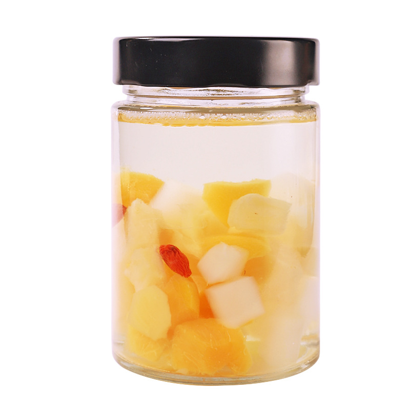 Factory direct sale six-row glass jar with iron lid storage jar glass honey jar