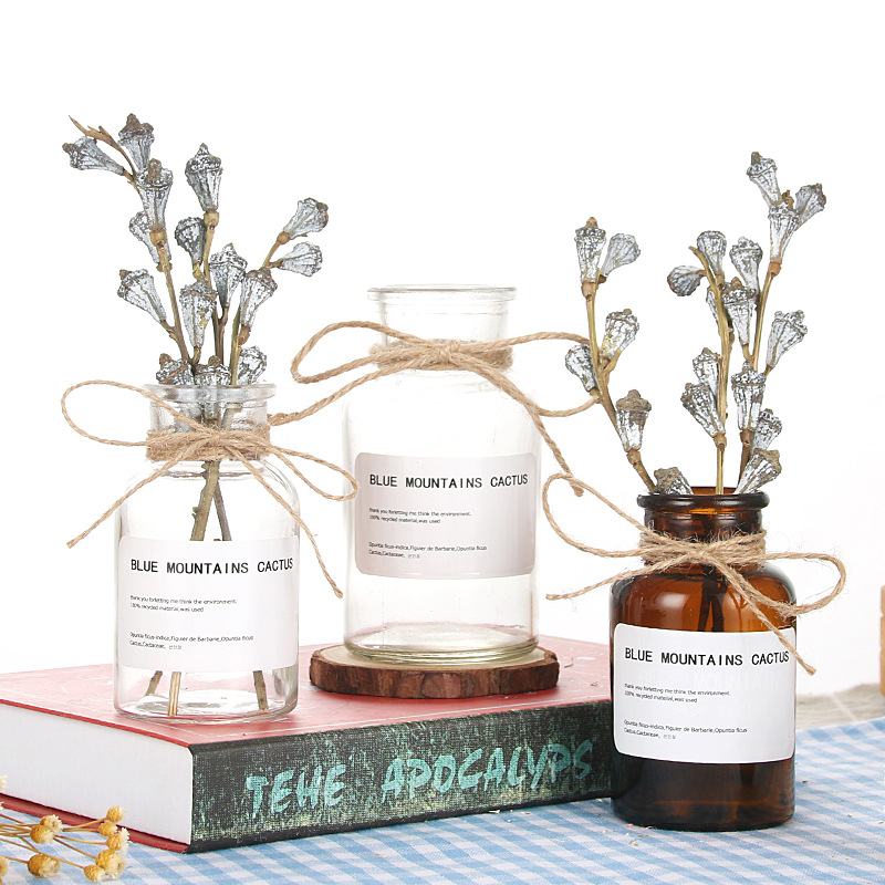 Factory direct sale transparent and brown glass jar decorative aromatherapy bottle