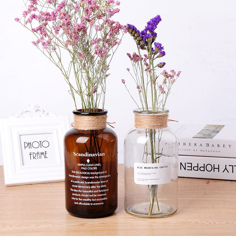 Factory direct sale transparent and brown glass jar decorative aromatherapy bottle