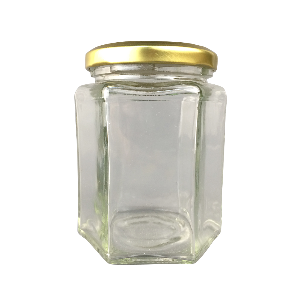 Factory direct sales 280ml hexagon glass jar