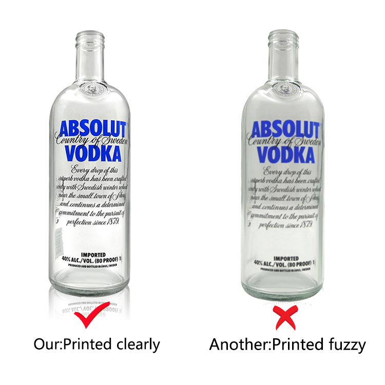 Factory direct sales custom 700ml 1000ml absolut vodka spirit glass bottle with silver screw guala closures