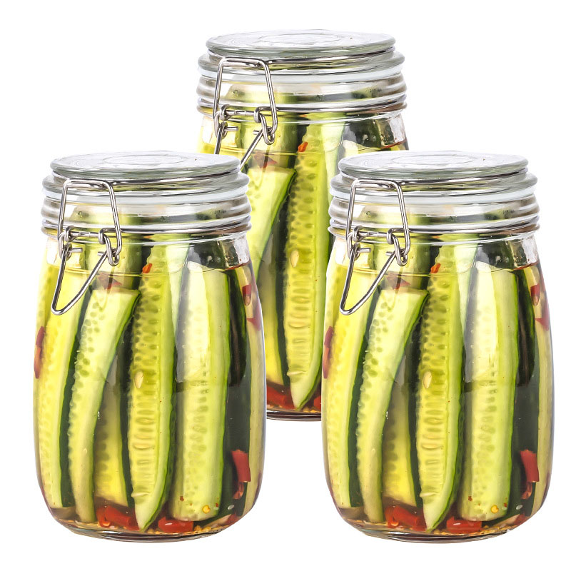 Factory direct sales of a variety of glass jars with wire buckle pickle jars