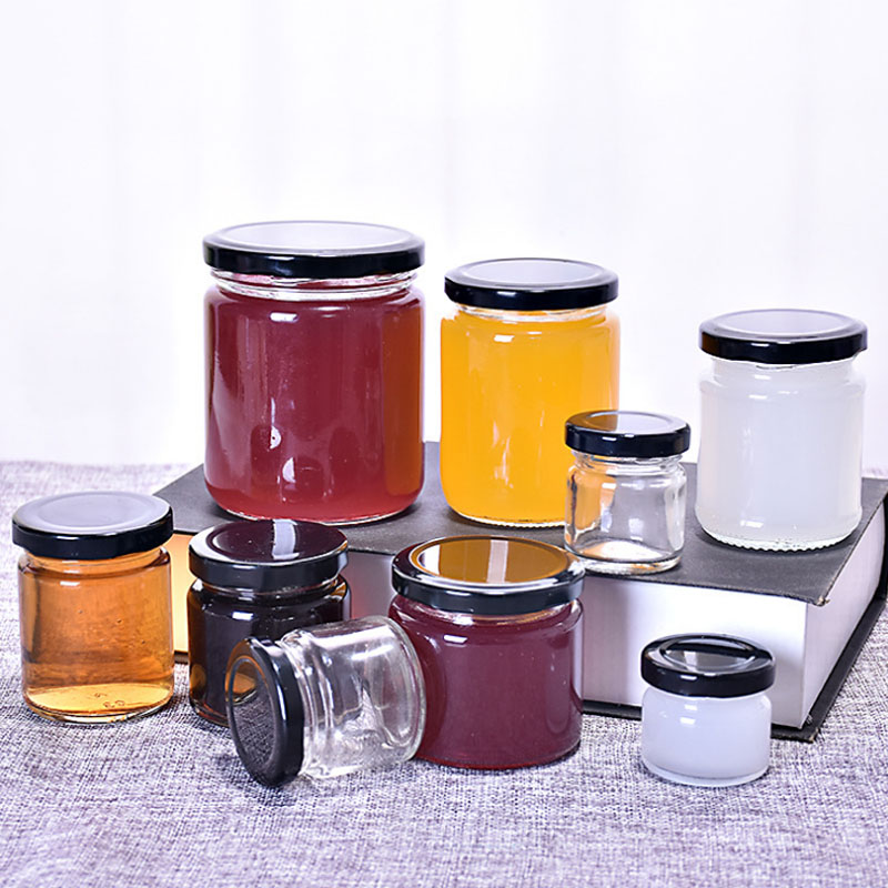 Factory direct sealed pickle jar round jam jar with lid clear glass bottle
