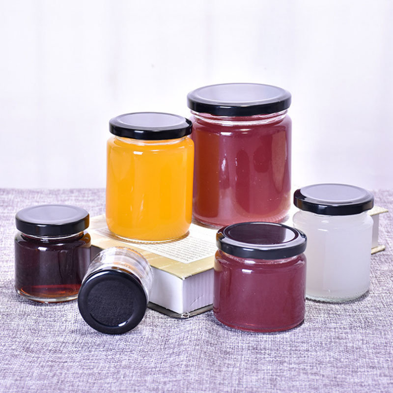 Factory direct sealed pickle jar round jam jar with lid clear glass bottle