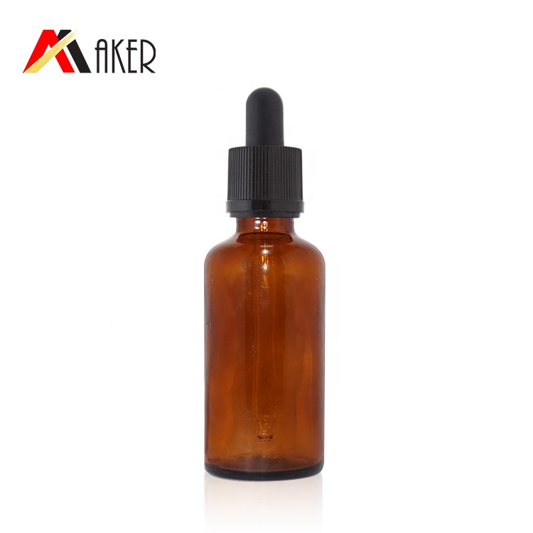 Factory direct supply 50ml semi-transparent amber glass essential oil bottle cosmetic glass essence bottle serum bottle