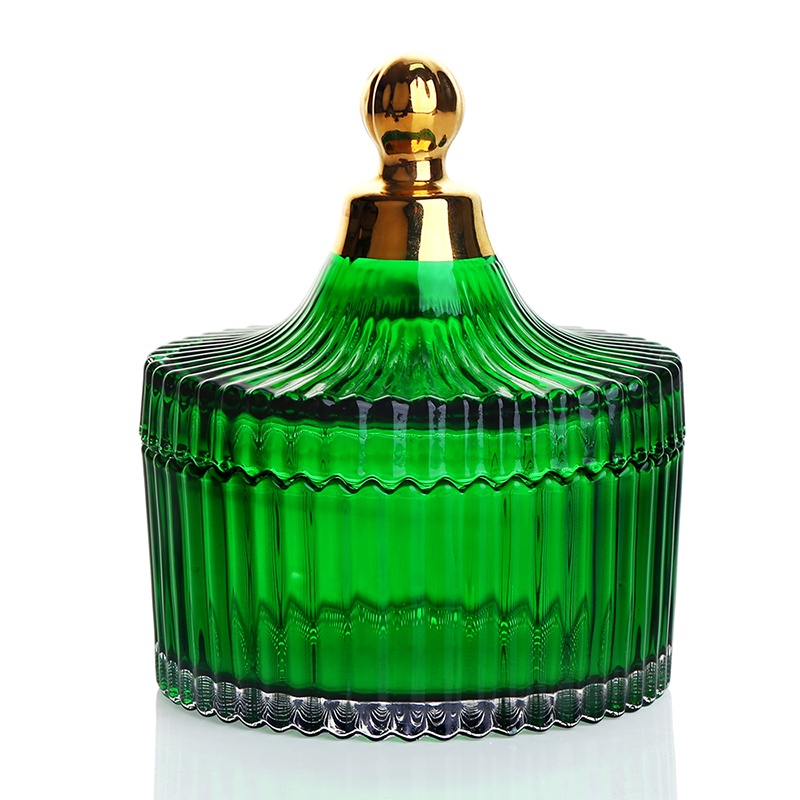 Factory direct supply gold green glass sugar bowl candy jar snack jar storage jar wedding candy cup