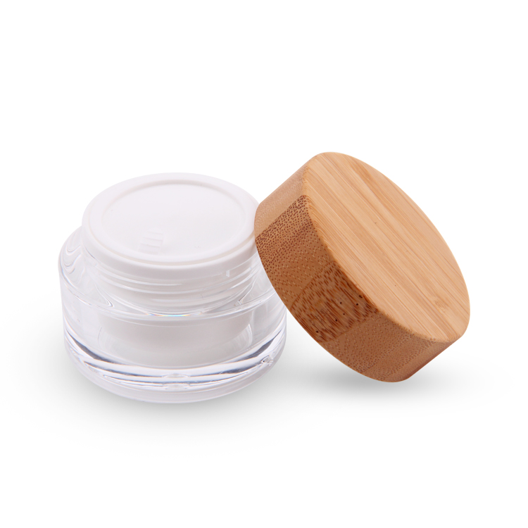Factory direct supply skin care round acrylic bamboo lid jar cosmetic