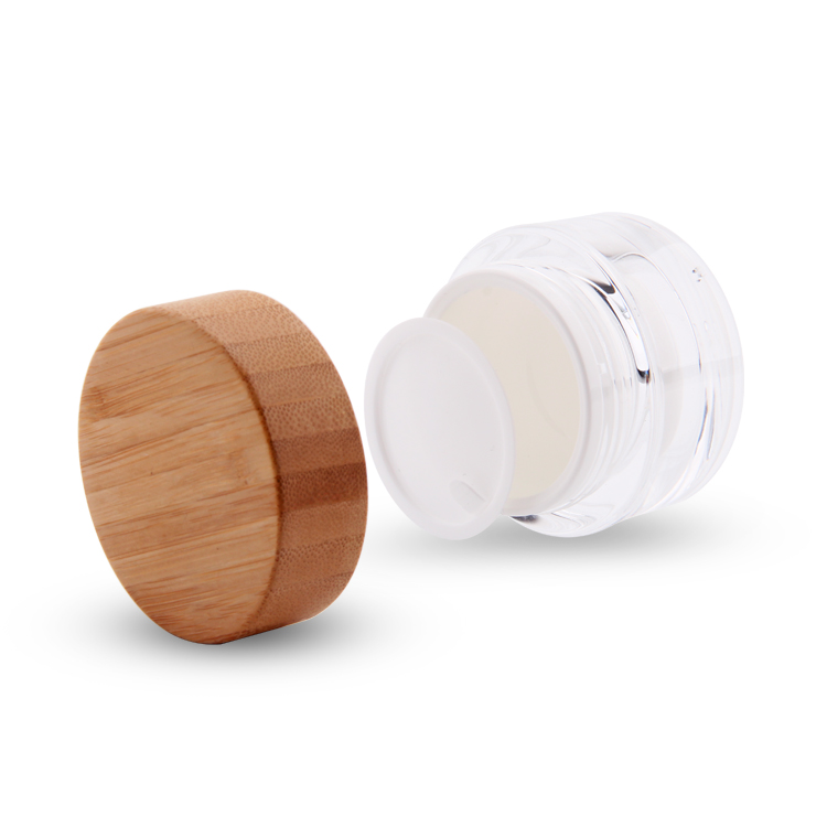 Factory direct supply skin care round acrylic bamboo lid jar cosmetic