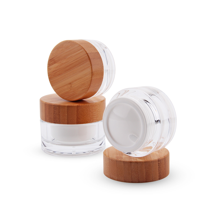 Factory direct supply skin care round acrylic bamboo lid jar cosmetic