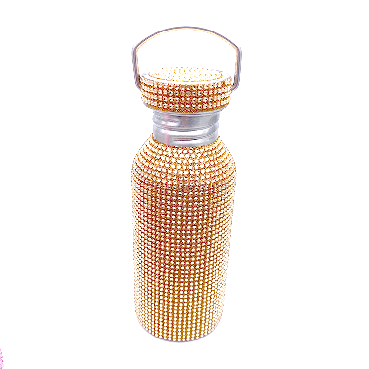 Factory directly sell 500 ml double layer aluminum framework bling rhinestone stainless bottle for new year