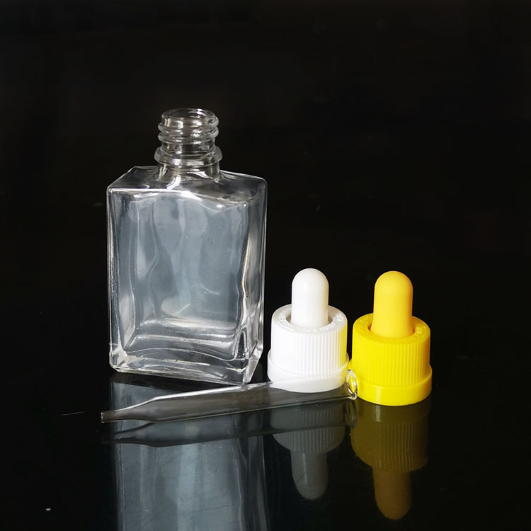 Factory e-liquid glass pipette rectangle clear glass 30ml dropper bottle for essential oil