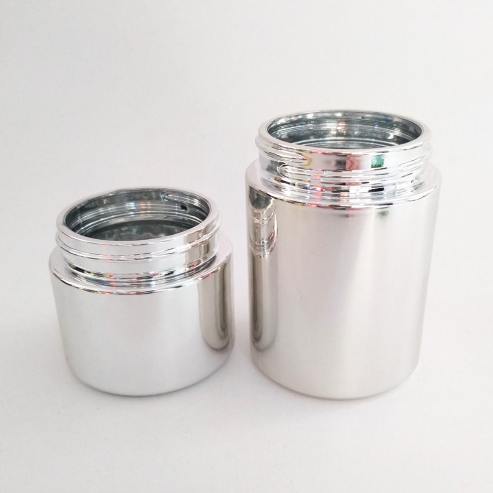 Factory electroplate golden sliver glass cosmetic jar with lid cosmetic glass jars with metal lid child resistant